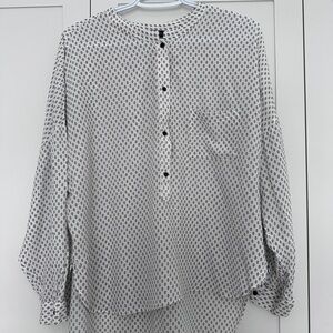Zara Diamond Pattern  Button-Up Blouse